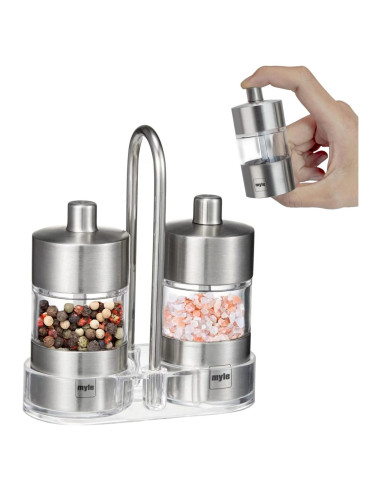 Juego de Molinillos de Sal y Pimienta Myle con Soporte 8.38 cm