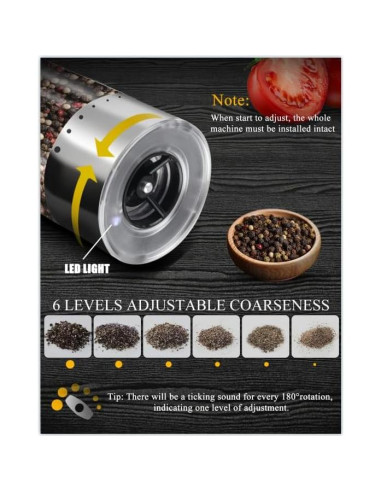 Juego de Molinillos Eléctricos de Sal y Pimienta Tomentific 66g