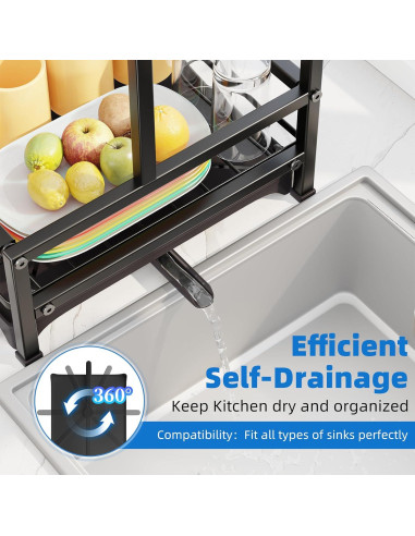 Estante Secar Platos 2 Niveles Simple Trending Acero Inoxidable Negro