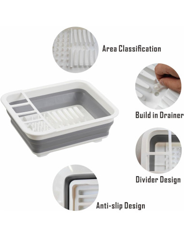 Escurridor de Platos Plegable Craftend Gris - Ahorra Espacio