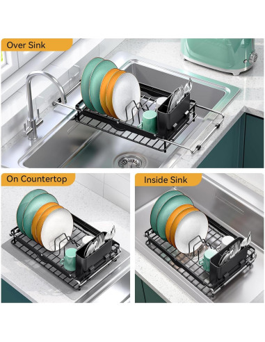 Escurridor de Platos Expandible TOOLF Compacto 53 cm Acero Inoxidable