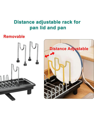 Estante para Secar Platos Junyuan Compacto 1 Nivel Negro