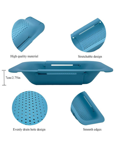 Colador Expandible Vezyturly Azul para Fregadero 36-49 cm