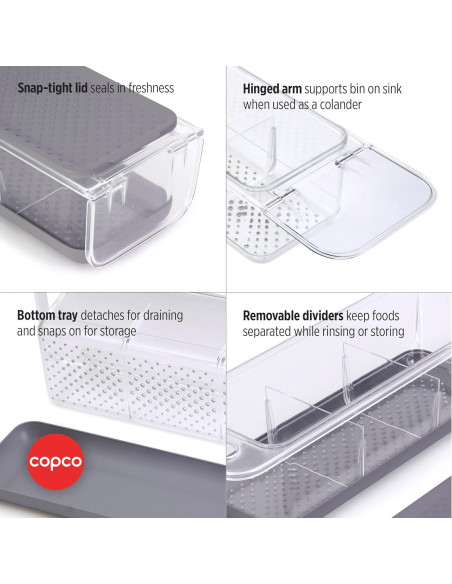Colador sobre fregadero Copco con contenedor y tapa 41.91x14.22 cm Colador sobre fregadero Copco con contenedor y tapa 41.91x14.22 cm