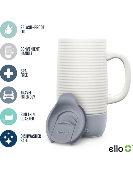 Taza de Viaje Ello Jane Cerámica 530ml Gris Resistente a Salpicaduras Taza de Viaje Ello Jane Cerámica 530ml Gris Resistente a Salpicaduras
