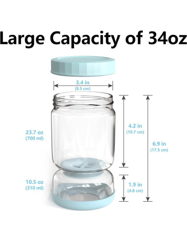 Tarro de Pepinillos Azul Claro 34oz con Colador Invertido
