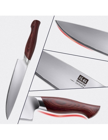 Cuchillo de Chef SHAN ZU 20.32 cm Acero Inoxidable Japonés