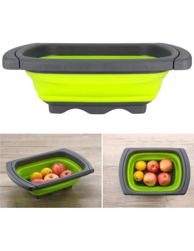 Colador Plegable HAOHIZE Verde 38.5x26.5 cm Antideslizante