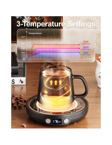 Calentador de Tazas Eléctrico SWEETFULL 36W Negro con Temporizador