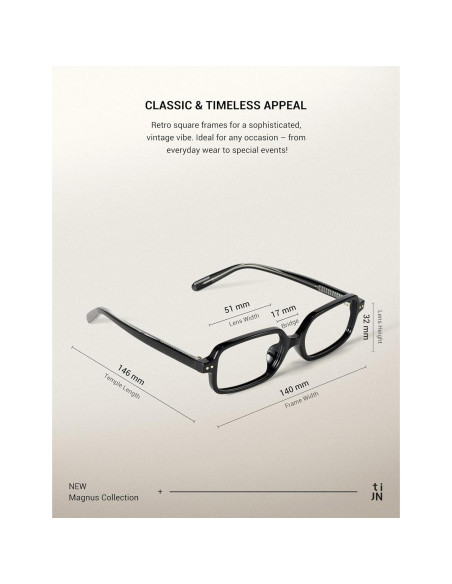 Gafas de bloqueo de luz azul TIJN Olisa unisex 51mm negro Gafas de bloqueo de luz azul TIJN Olisa unisex 51mm negro