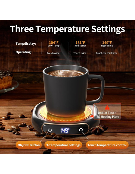 Juego de Taza y Calentador de Café Lerat 355ml Eléctrico Negro Juego de Taza y Calentador de Café Lerat 355ml Eléctrico Negro