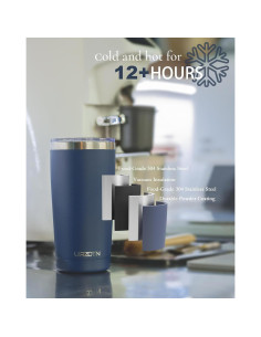 Vaso de Café de Viaje UIRZOTN 590ml Aislado Doble Pared Verde Militar 2