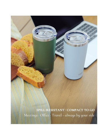 Vaso de Café de Viaje UIRZOTN 590ml Aislado Doble Pared Verde Militar