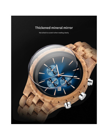 Reloj de Madera WASTIME Unisex Cronógrafo Estiloso