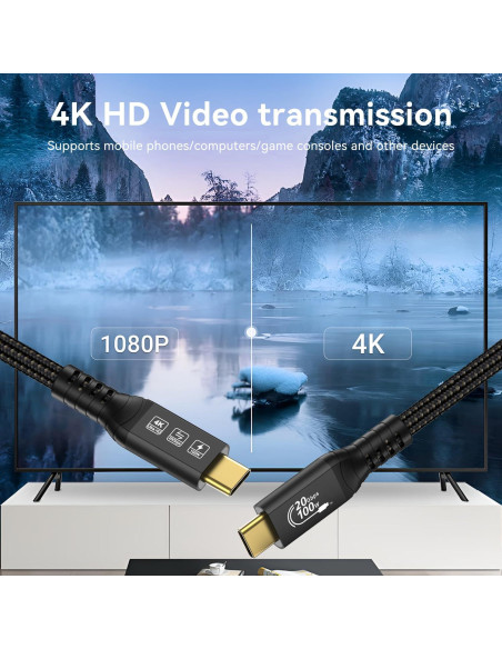 Cable USB C a C 5M 20Gbps 100W 4K 60Hz CableDeconn Cable USB C a C 5M 20Gbps 100W 4K 60Hz CableDeconn