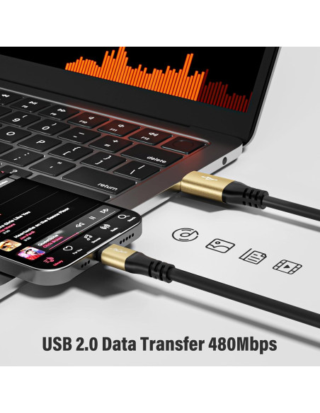Cable USB C a USB C 100W 6M Mygatti Carga Rápida 5A Cable USB C a USB C 100W 6M Mygatti Carga Rápida 5A