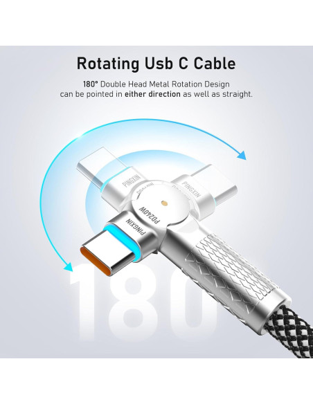Cable USB C a USB C 3.05m 240W Trenzado con Rotación 180 Cable USB C a USB C 3.05m 240W Trenzado con Rotación 180