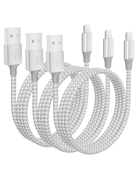 Cargador Rápido Estbuc para iPhone 3 Pack 10FT MFi Nylon Cargador Rápido Estbuc para iPhone 3 Pack 10FT MFi Nylon