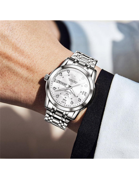 Reloj OLEVS Hombre Analógico Acero Inoxidable Impermeable Reloj OLEVS Hombre Analógico Acero Inoxidable Impermeable