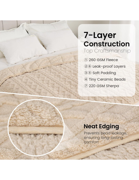 Manta con peso Drewin 15lbs (6.8kg) Jacquard Beige 152x203cm Manta con peso Drewin 15lbs (6.8kg) Jacquard Beige 152x203cm
