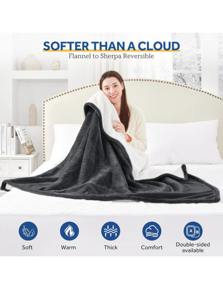 Manta Térmica Sealy 127x152 cm Reversible Franela Sherpa Manta Térmica Sealy 127x152 cm Reversible Franela Sherpa