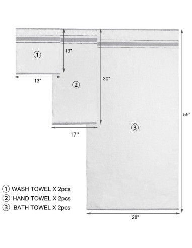 Juego de Toallas de Baño Le Fil Blanc 6 Piezas Algodón 100%