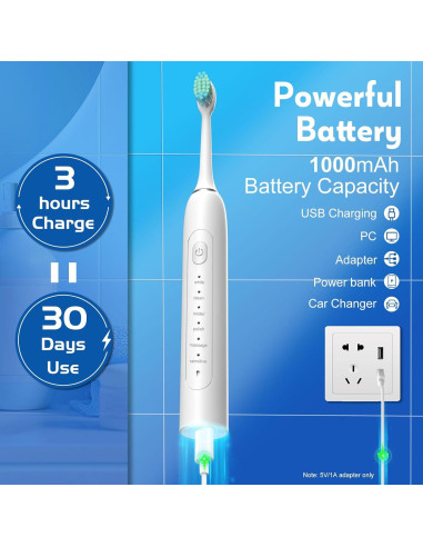 Cepillo de Dientes Eléctrico IYGLKD Impermeable 6 Modos 132g