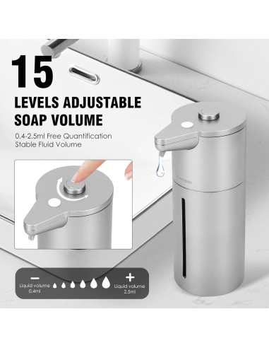 Dispensador de Jabón Automático Aunmaon Plata 300ml Ajustable