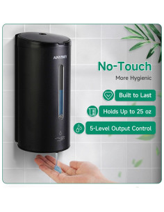 Dispensador Automático de Jabón Líquido AnyDry 739ml Negro 2