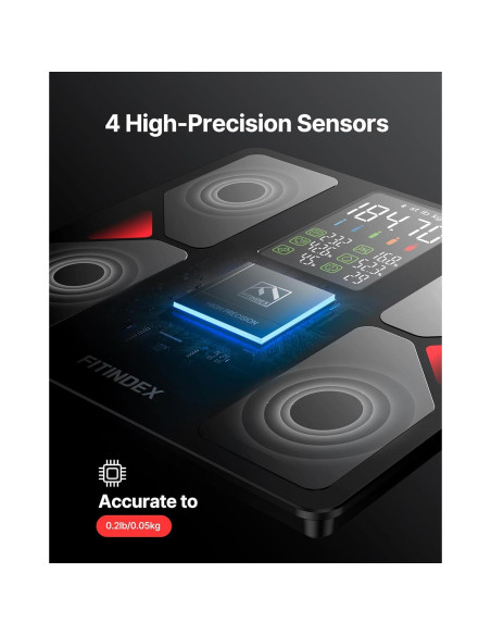 Báscula Inteligente FITINDEX 225kg Bluetooth con Pantalla LED Báscula Inteligente FITINDEX 225kg Bluetooth con Pantalla LED