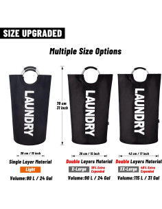 Cesta de Ropa Plegable Caroeas 90L Impermeable Negra 2