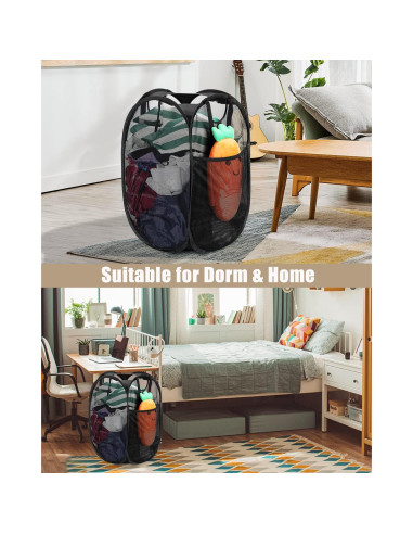 Cesta de Ropa Plegable HOUSE AGAIN - 2 Pcs, 21.77 kg, Negro
