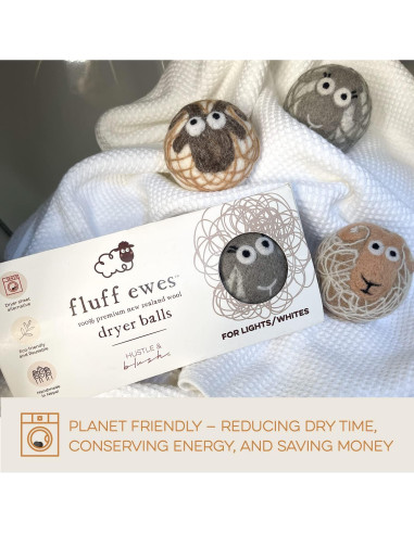 Bolas de Secado de Lana Fluff Ewes 3 Unidades - Reutilizables