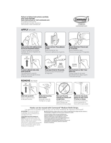 Ganchos de Pared Command Medianos 3M - 9 Ganchos Blancos