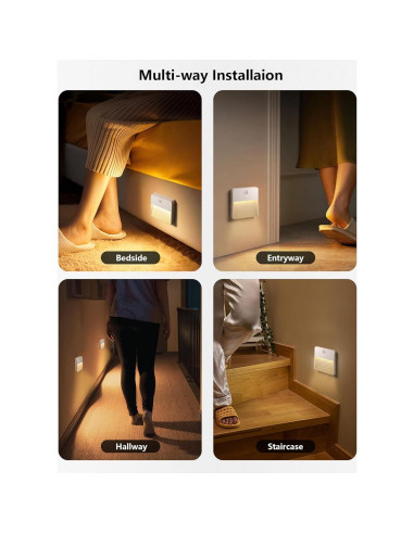 Sensor de Movimiento Luz Nocturna LED NICKLUC Recargable 7 Colores