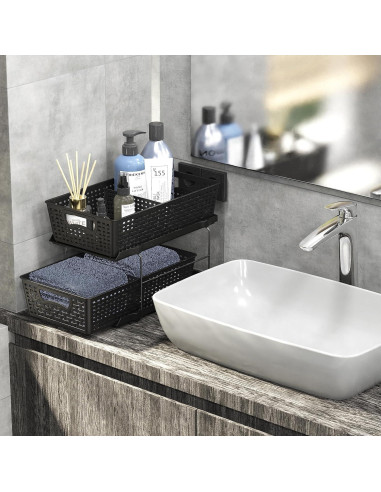 Organizador de Baño Simple Houseware 2 Niveles Negro