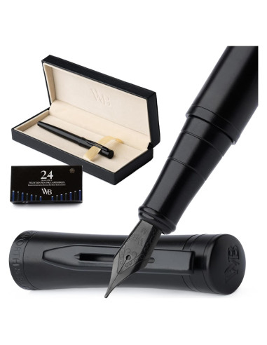 Conjunto de Plumas Fuente Wordsworth & Black, Punta Media, Negro