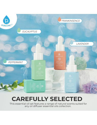 Set de Aceites Esenciales Pursonic - 4 x 10 ml Aromaterapia