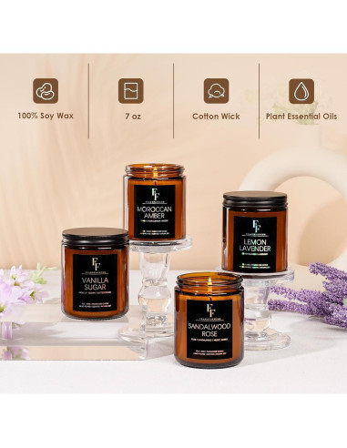 Set de Velas Aromáticas de Cera de Soja FF FRAGRFLOWING 4 Aromas