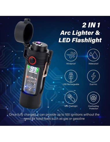 Encendedor Eléctrico KALIMO 2-en-1 a Prueba de Viento y Agua