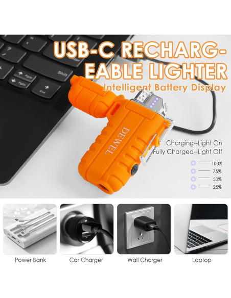 Encendedor Eléctrico DEWEL 360 Flex Recargable USB-C Naranja Encendedor Eléctrico DEWEL 360 Flex Recargable USB-C Naranja
