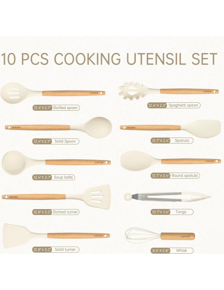 Juego de Utensilios de Cocina de Silicona CAROTE 10 Piezas Juego de Utensilios de Cocina de Silicona CAROTE 10 Piezas