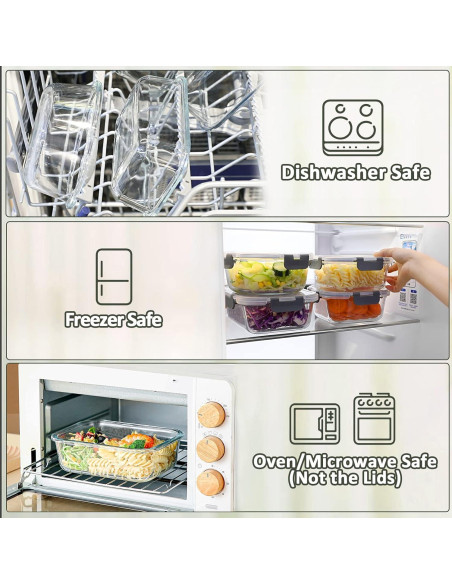 Contenedores de Vidrio para Preparación de Comidas M MCIRCO 10 Pack 650 ml Contenedores de Vidrio para Preparación de Comidas M MCIRCO 10 Pack 650 ml