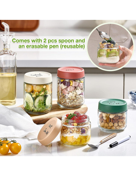 Juego de 8 Tarros de Vidrio Mason con Tapas 16 oz y 10 oz Juego de 8 Tarros de Vidrio Mason con Tapas 16 oz y 10 oz