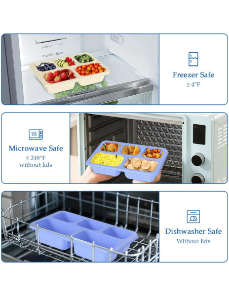 Caja Bento 4 Piezas Reutilizable 1000ml para Comidas Caja Bento 4 Piezas Reutilizable 1000ml para Comidas