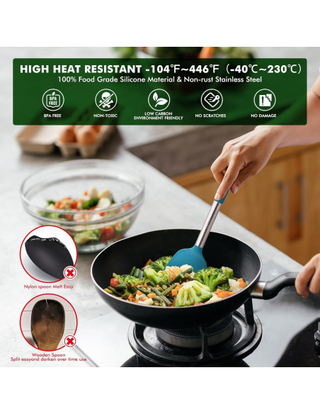 Juego de Utensilios de Cocina HOTEC 14pcs Silicona Multicolor Juego de Utensilios de Cocina HOTEC 14pcs Silicona Multicolor