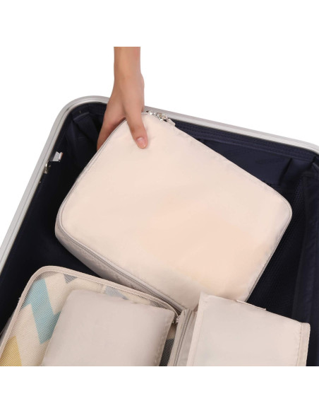 Cubos de Empaque BAGAIL 8 Set Organizador Viaje Crema Cubos de Empaque BAGAIL 8 Set Organizador Viaje Crema