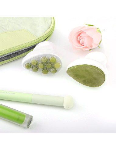 Rodillo de Jade y Gua Sha Facial BEAUTYFACTOR - Set Cuidado Piel