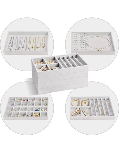 ProCase Organizador de Joyería Apilable 4 Capas Gris