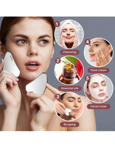 Herramienta Gua Sha Uormsici de Acero Inoxidable 304 para Facial
